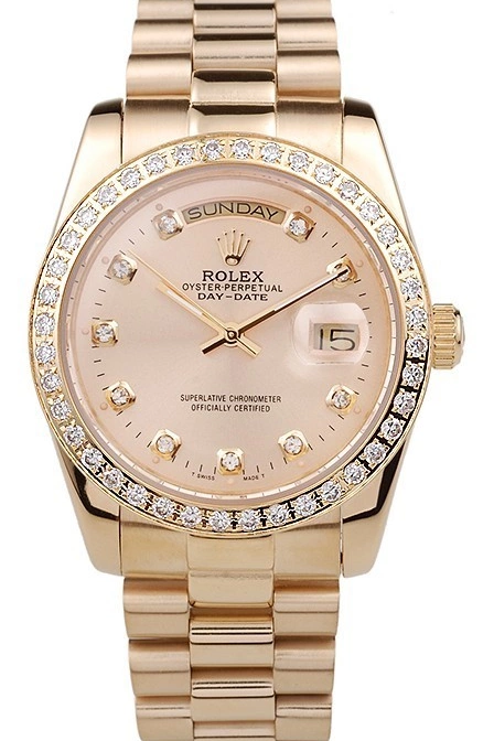 Aaa fake watches Dial Day-Date Rolex Gold Gold Yellow 18k Stainless Steel Plated 0730